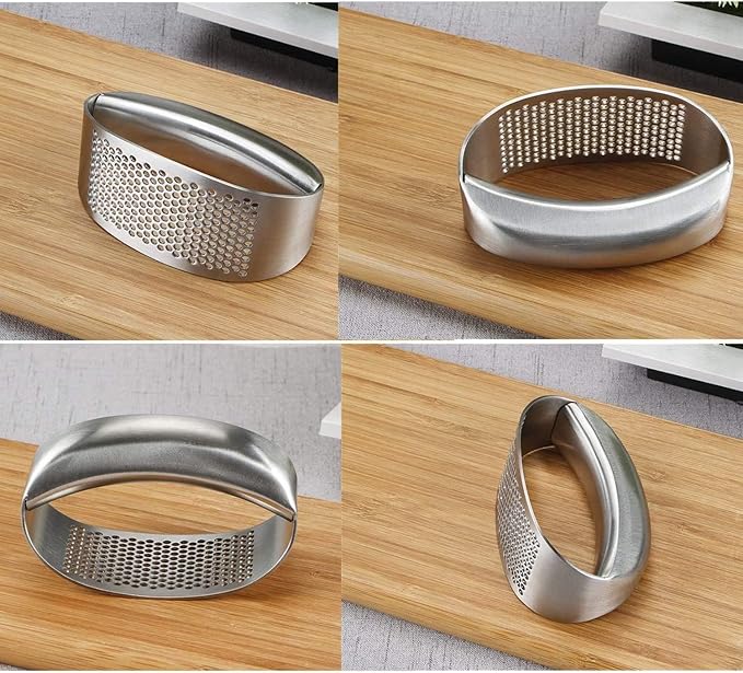 Garlic Press Mincer, Garlic Presses Dishwasher Safe Garlic Mincer, Durable Garlic Crusher with Peeler, Brush, Easy to Clean & Squeeze, Kitchen Essential Gadgets Tool for Garlic, Ginger, Spices