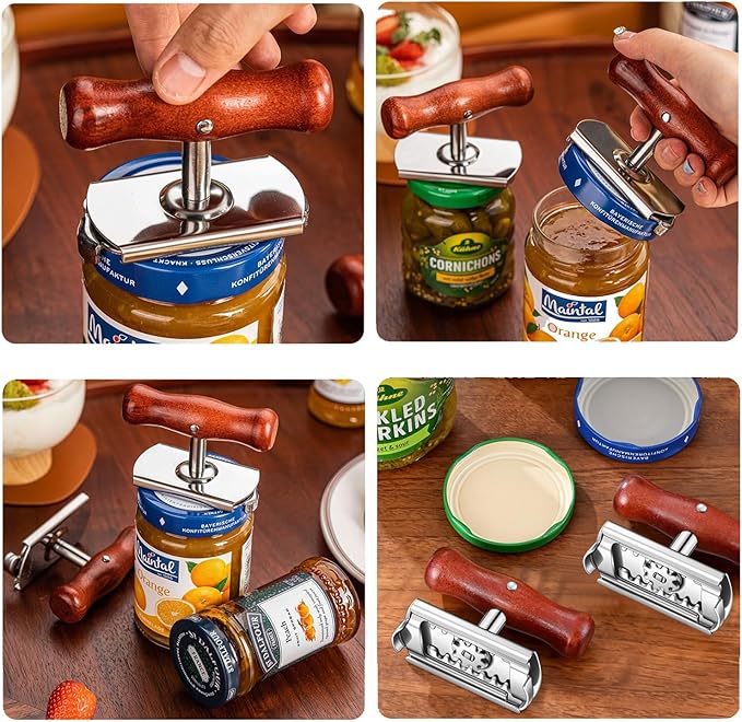 Jar Opener Stainless Steel Adjustable Tool for 1-4 inches Bottle Can Lids, Fit Seniors, Arthritis, Women, Chilren, Weak Hands