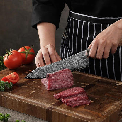 Wakoli EDIB Pro Premium Kiritsuke Chef's Knife – Japanese-Style Kitchen Knife | 8-Inch Blade Made of 67-Layer Genuine Damascus Steel with Pakkawood Handle | Sharp, Durable, Professional Cooking Tool