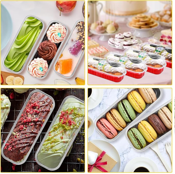 25Pack 6.8Oz Mother's Day Mini Cake Pans Disposable Mini Loaf Pans with Lids and Spoons and Stickers, Aluminum Pans for Baking, Individual Dessert Cups for Sales,Party,Picnics,Celebration
