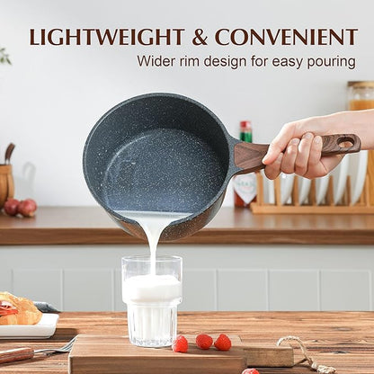 SENSARTE Nonstick Saucepan with Lid, 2.5 Quarts Medium Pot with Swiss Granite Coating, Stay-cool Handle, Sauce Pan Small Kitchen Cooking Pot, Induction Compatible, Free of Intentionally Added PFOA
