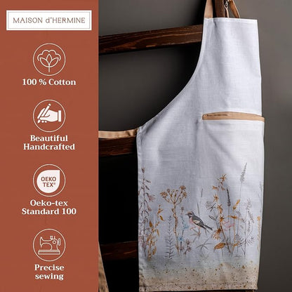 Maison d' Hermine 100% Cotton Apron for women with Pocket Kitchen Chef Apron for Men Cooking Spring Summer