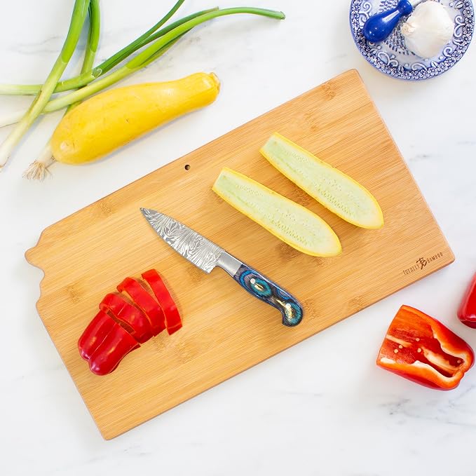 Totally Bamboo Destination Kansas State Shaped Serving and Cutting Board, Includes Hang Tie for Wall Display