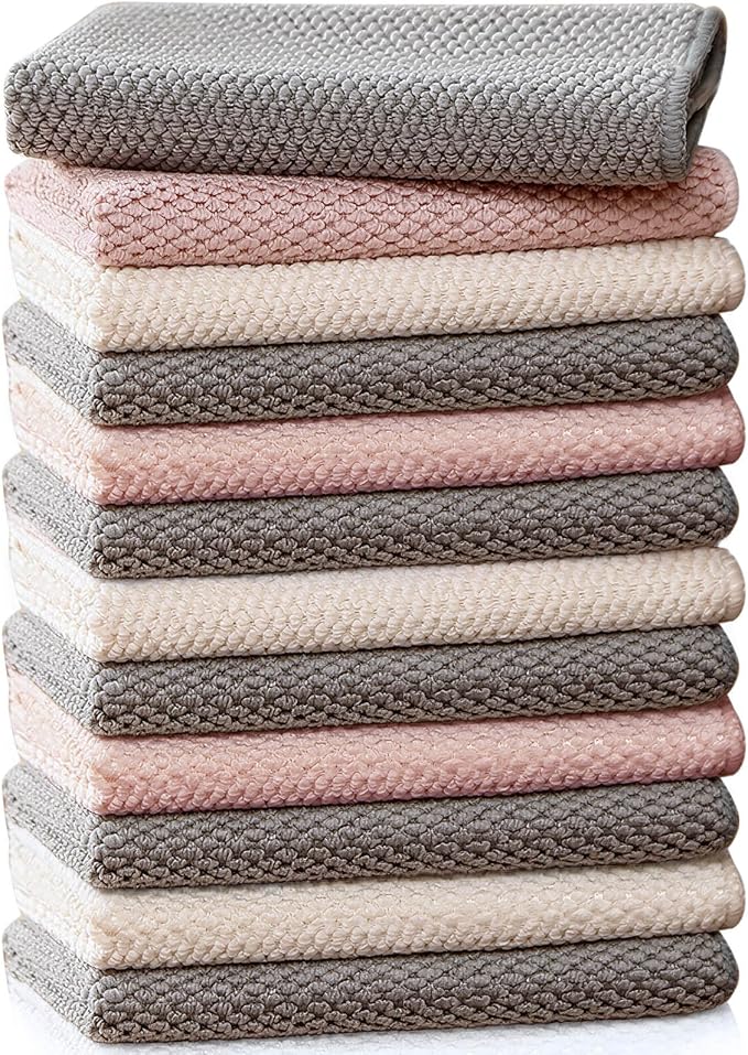 Barista Towels 12 Pack, Extra Thick Microfiber Coffee Cleaning Cloths for Espresso Machines, Steam Wands & Countertops – Essential Coffee Bar Accessories, 12”x12”
