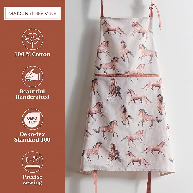 Maison d' Hermine 100% Cotton Apron for women with Pocket Kitchen Chef Apron for Men Cooking Spring Summer