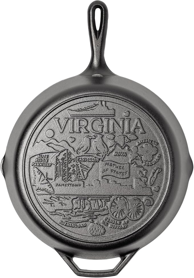 Lodge 12 Inch Cast Iron Skillet – Pre-Seasoned Frying Pan with Teardrop Handle – Oven, Stovetop, Grill & Campfire Use – Made in USA – Non-Toxic, Even-Heating Cookware – Virgina