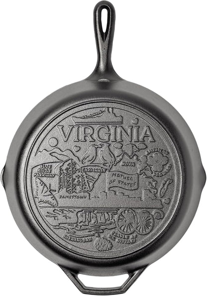 Lodge 12 Inch Cast Iron Skillet – Pre-Seasoned Frying Pan with Teardrop Handle – Oven, Stovetop, Grill & Campfire Use – Made in USA – Non-Toxic, Even-Heating Cookware – Virgina