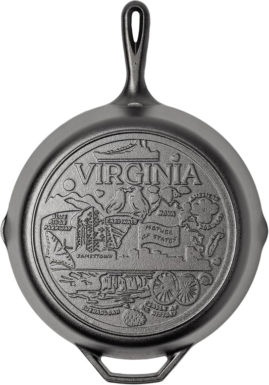 Lodge 12 Inch Cast Iron Skillet – Pre-Seasoned Frying Pan with Teardrop Handle – Oven, Stovetop, Grill & Campfire Use – Made in USA – Non-Toxic, Even-Heating Cookware – Virgina