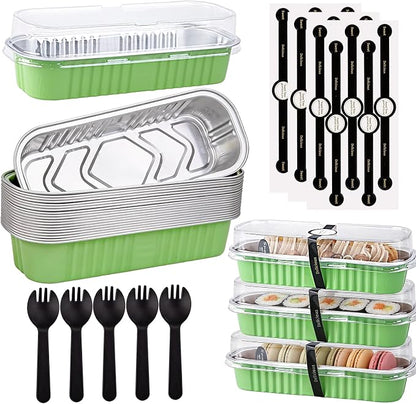 24 Pack Mini Loaf Pans, 7.5oz Mini Cake Pan & Mini Cupcake Pan Set – Disposable Aluminum Baking Pans with Lids, Spoons & Stickers, Premium Sturdy Gift Set for Cakes, Cupcakes, Desserts & Party Treats