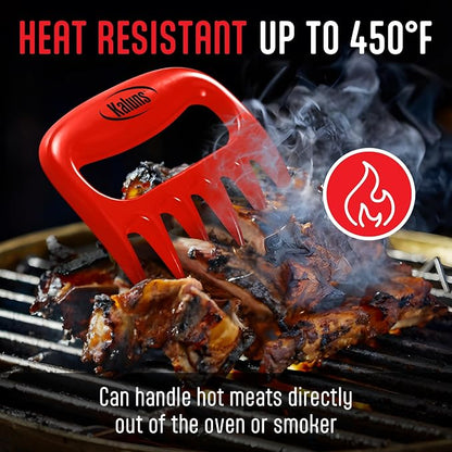 Kaluns Meat Claws, Best Meat and Pulled Pork Shredder - Easily Lift, Handle, Pull, Cut, and Shred Meat - Ultra-Sharp Plastic Blades - Heat Resistant, BPA Free, Dishwasher Safe (Red)