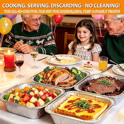 8x8 Foil Pans 50 Pack, Heavy Duty Square Disposable Baking Cake Pans, Disposable Food Containers Great for Baking Pans, Cooking, Heating, Parties Meal Prep, Storing, Breads, Brownies, Meatloaf,Lasagna