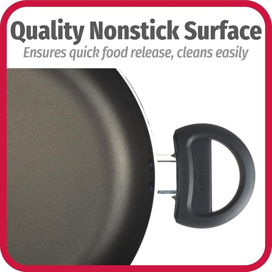 GoodCook Everyday 10.4-Inch Nonstick Cooking Pot with Lid, One Pot Meal Pan, Deep Casserole Dish, Aluminum Stockpot with Higher Walls, Ergonomic Handles, Even Heating, Black