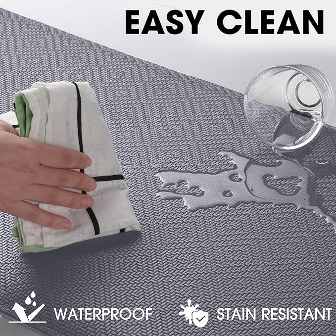 Mattitude Kitchen Mat Cushioned Anti-Fatigue Floor Mat Water Resistant Non-Slip Mats and Rugs Standing and Comfort Desk Mats for House Sink Office Laundry (Light Grey, 17.3"x60")