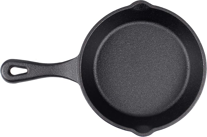 6" Cast Iron Skillet Set of 2 (Pre-Seasoned) with 2 Silicon Hot Handle Holder Grips