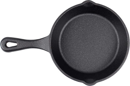 6" Cast Iron Skillet Set of 2 (Pre-Seasoned) with 2 Silicon Hot Handle Holder Grips