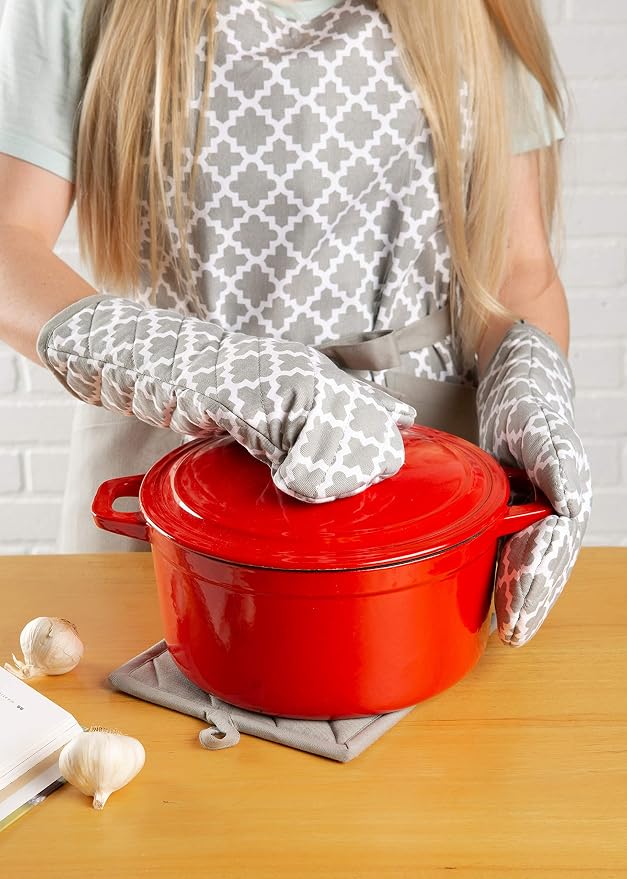 DII Lattice Basics Collection Kitchen Essentials, Oven Mitt Set, Gray, 2, Piece