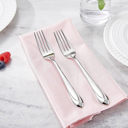 KEAWELL Premium Astra 8-Piece 8.3 inch Dinner Fork Set – 18/10 Stainless Steel Mirror-Finished Silverware with Diamond-Faceted Handles, Comfortable Grip and Dishwasher Safe (8, Dinner Forks)