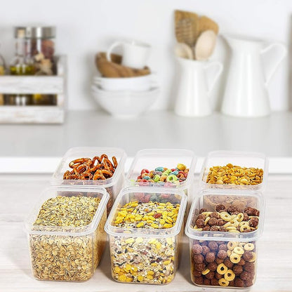 Wildone Cereal & Dry Food Storage Container Set of 16 [0.8L /3.38 Cups] for Sugar, Flour and Baking Supplies, Airtight Leak-proof & BPA Free, with 20 Labels & 1 Marker