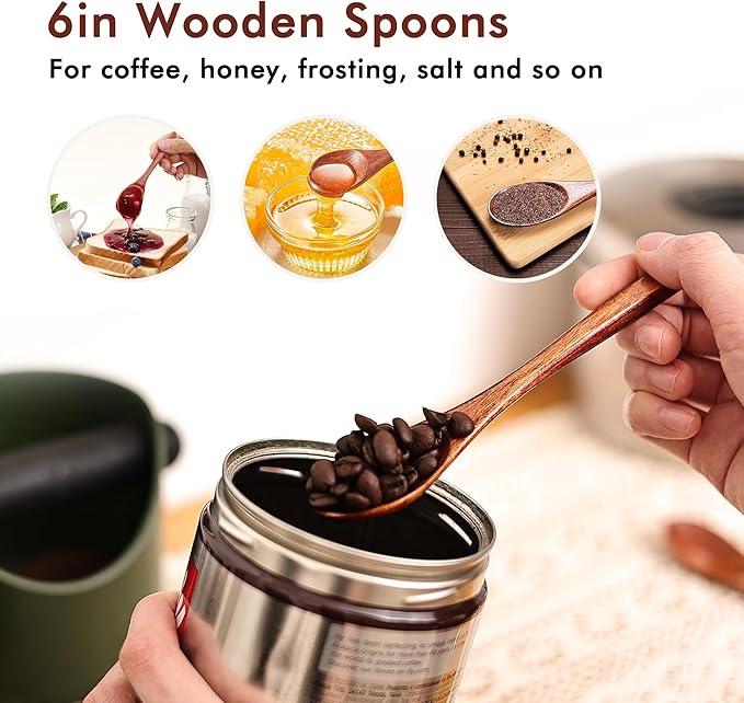 Wooden Spoons Set - 12pcs (6pcs 9in & 6pcs 6in), for Eating, Mixing, Stirring, Coffee, Tea, Jam, Bath Salts