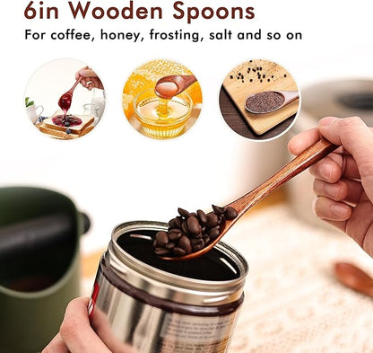 6in Wooden Spoons, 6pcs Soup Spoons Set, Small Wooden Utensils for Coffee, Tea, Jam, Sugar, Ice Cream and Bath Salts (6pcs 6in)
