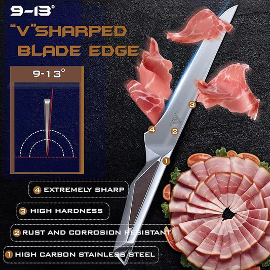 6.5 Inch Boning Knife, Full-Metal High-Carbon Stainless Steel Fillet & Meat Trimming Knife, Ergonomic Non-Slip Handle, Narrow Flexible Blade for Poultry, Beef, Fish
