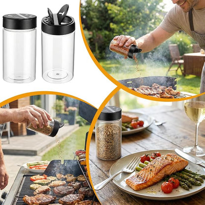 30 Pack 11.8 Oz Plastic Seasoning Containers Spice Jars with Shaker Lids Clear Reusable Empty Bottles for Kitchen Storing Powders Pepper, Black