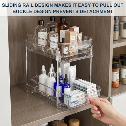 2-Tier Vitamin Storage Organizer, Organizer for Vitamin Bottles And Medicine Bottle, Vitamin Bottle Organizer for Countertop, Bathroom Cabinet Storage Items Are Clearly Visible (2)