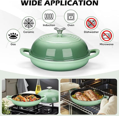 Bread Dutch Oven for Sourdough Baking (5.5 QT), Joyfair Enameled Cast Iron Dutch Oven Pot with Lid, Sourdough Bread Pan with Dual Handles, Non-Stick & Even Heat, Oven-safe up to 500°F, Pistachio Green