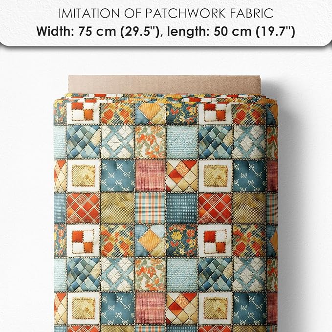 Patchwork Fish Cotton Fabric Panel – 6 Designs (10×10 inch Each) + Bonus Sheet 29.5×19.6 inch, 100% Cotton 140 GSM, Made in Türkiye
