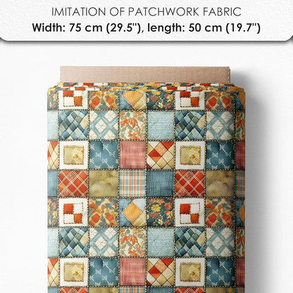 Patchwork Fish Cotton Fabric Panel – 6 Designs (10×10 inch Each) + Bonus Sheet 29.5×19.6 inch, 100% Cotton 140 GSM, Made in Türkiye