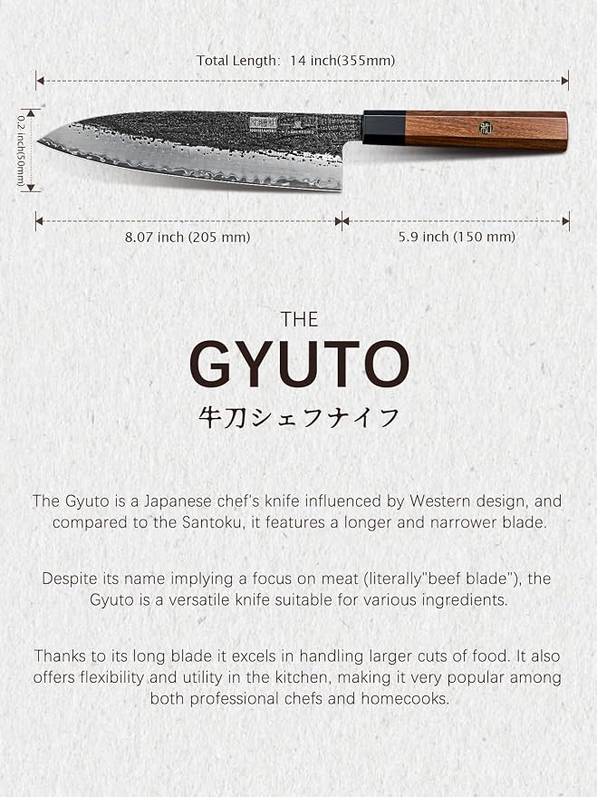 HOSHANHO 8 Inch Chef Knife, 9 Layers 10CR15MOV High Carbon Steel Kitchen Knife, Japanese Professional Gyuto Chefs Knives with Octagonal Rosewood Handle
