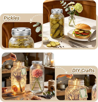 64oz Mason Jars Wide Mouth 1-Pack, Half Gallon Glass Canning Jars with Stainless Steel Airtight Lids, Large Glass Containers for Pantry Storage, Fermenting, Pickling, Cold Brew, DIY Projects
