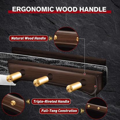 MDHAND Butcher Knife Set, Hand Forged Viking Kitchen Serbian Chef Knife Set with Roll Bag, Heavy Duty Meat Cleaver & Brisket Knives & Meat Cutting Knife for BBQ, Outdoor Camping, Gifts for Men Women