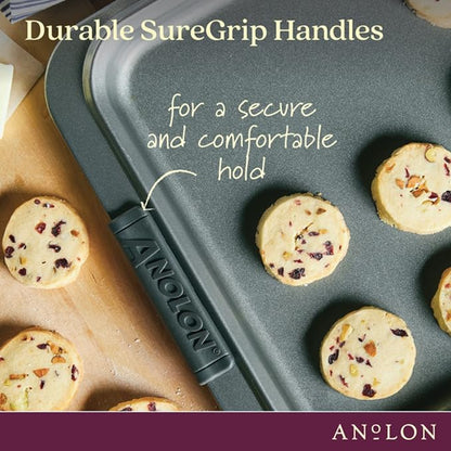 Anolon Advanced Nonstick Bakeware/Baking Sheet and Cooling Rack Set, 2 Piece, Gray