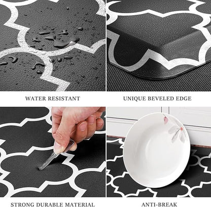 WISELIFE Anti Fatigue Floor Mat - 4/5 Inch Kitchen Mat Non Slip Waterproof Heavy Duty Ergonomic Comfort Mat Durable for Home, Office, Sink, Laundry,(17.3" x 28", Black)