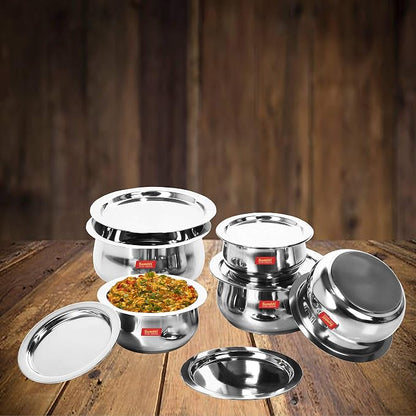 Sumeet Stainless Steel Cookware Set With Lid, 5 Piece (Steel), 2.4 Liter