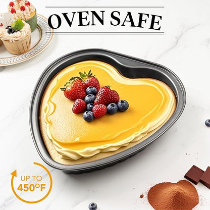 Tiawudi Heart Shaped Cake Pans, Large Heart Cake Pan, Nonstick Baking Molds, 9.5 Inch Cake Tins for Wedding, Birthday, Party & Family, Set of 2