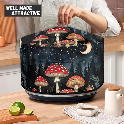 Mushroom Moon Slow Cooker Cover for Pot Dust Cover Fits for Most 6-8 Quart Oval Slow Cooker Dustproof Small Appliance Accessories Decor