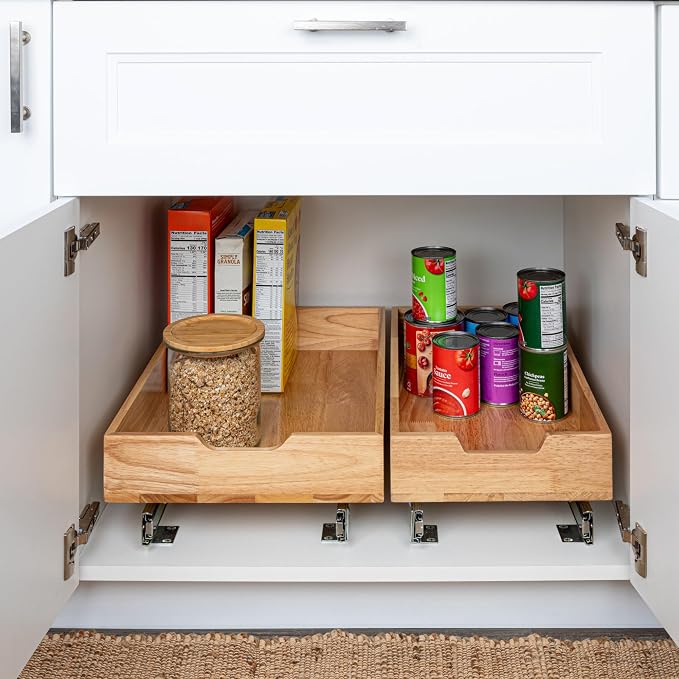 Household Essentials Artisan Natural Wood & Steel Pull-Out Organizer