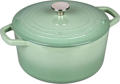 VORRINGARD Enameled Cast Iron Dutch Oven Pot with Lid, for Bread Baking, Round Bread Oven- include Sourdough Bread Baking Supplies set, 4.5QT, Sage Green
