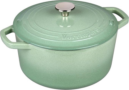 VORRINGARD Enameled Cast Iron Dutch Oven Pot with Lid, for Bread Baking, Round Bread Oven- include Sourdough Bread Baking Supplies Set, 6QT, Sage Green