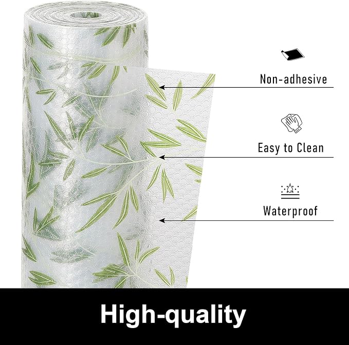 Cooyes Shelf Liner Drawer Liners, Shelf Liners for Kitchen Cabinets, Non-Adhesive Cabinet Liner, EVA Waterproof Non-Slip Refrigerator Liners for Kitchen Drawers（11.8" W x 118" L）
