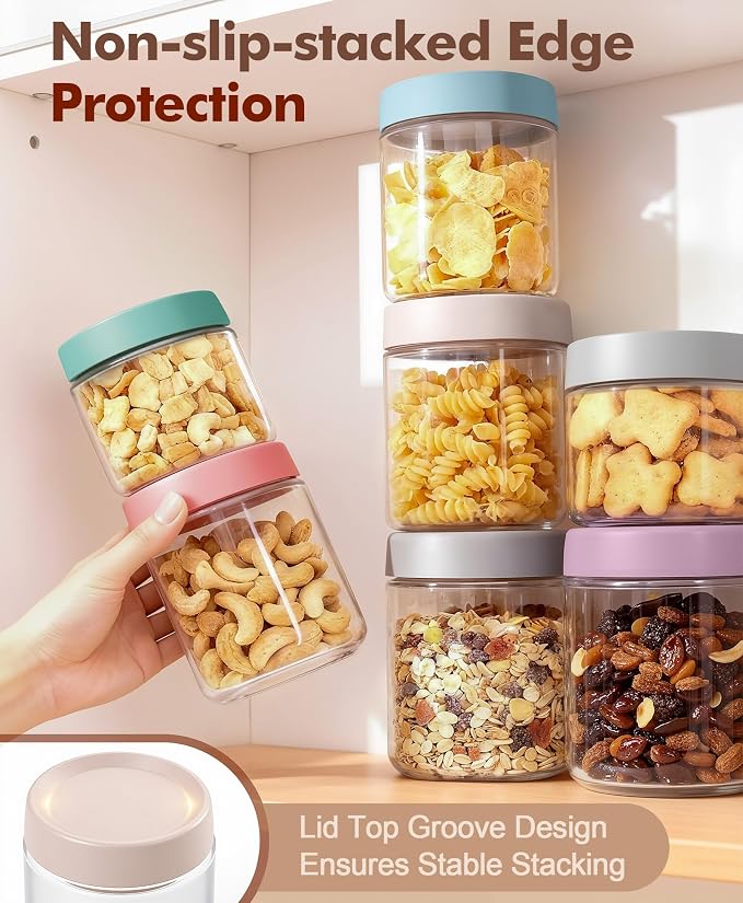 6 pack 10 oz Overnight Oats Containers with Lids and Spoons Glass Jars with Airtight Lids: Wide Mouth Mason Salad Jars, Leakproof and Reusable Glass Food Storage Container for Yogurt Snacks Spice