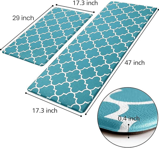 KMAT Kitchen Mat [2 PCS] Cushioned Anti-Fatigue Kitchen Rug, Waterproof Non-Slip Mats and Rugs Heavy Duty PVC Ergonomic Comfort Standing Foam Mat for Kitchen, Floor Home, Office, Sink, Laundry