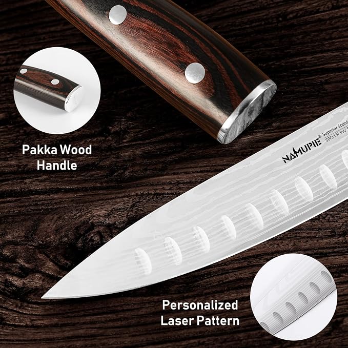 8 Inch Professional Chef Knife High Carbon Stainless Steel Ultra Sharp Kitchen Knife with Ergonomic Wooden Handle Packed by Gift Box