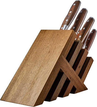 Messermeister Avanta Forged 10-Piece Pakkawood Knife Block Set - Oprah's Favorite Things - German X50 Stainless Steel - 4 Speciality Knives, Heavy-Weight Fork, 4 Steak Knives & Magnetic Knife Block