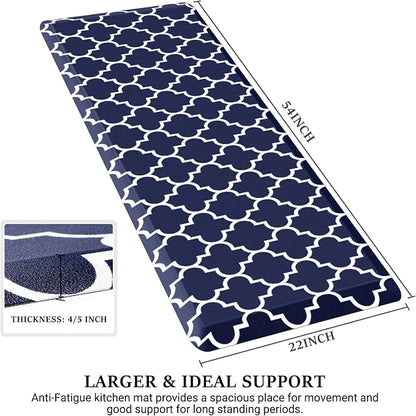 WISELIFE Anti Fatigue Floor Mat - 4/5 Inch Thick Kitchen Mat Non Slip Waterproof Heavy Duty Ergonomic Comfort Mat Durable for Home, Office, Sink, Laundry,(22" x 54", Blue)