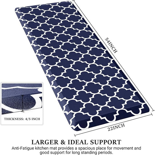 WISELIFE Anti Fatigue Floor Mat - 4/5 Inch Thick Kitchen Mat Non Slip Waterproof Heavy Duty Ergonomic Comfort Mat Durable for Home, Office, Sink, Laundry,(22" x 54", Blue)