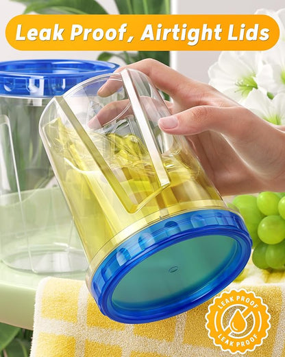 BiuLeon 6 Pack-34 oz Freezer Storage Containers, Plastic Food Storage Containers with Twist Top Lids, BPA Free and Reusable Soup Containers with Lids, Leakproof/Microwave/Dishwasher Safe