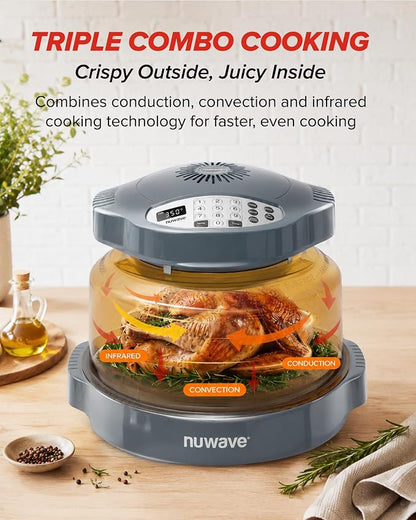 Nuwave Pro Plus 2 Air Fryer Oven, Infrared Countertop Convection, No Defrost No Preheat, Triple Combo Heating, 10-in-1 Multicooker, PFAS & BPA Free, 10LB Capacity, Dishwasher Safe Parts, 20660V03Y